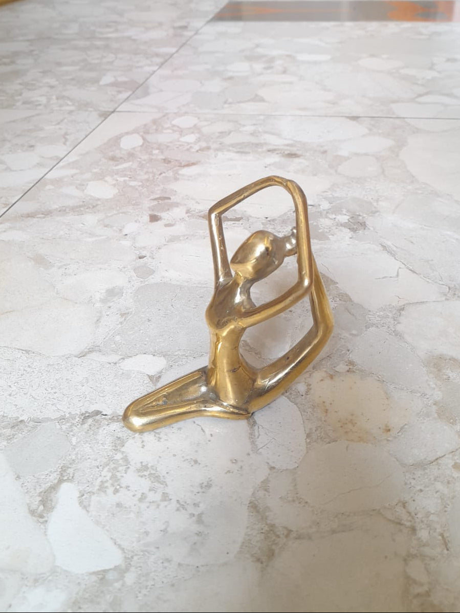 YR Bys handmade gold brass Seated Backband One Leg yoga pose decor statue at Yoga Republik Bali Indonesia