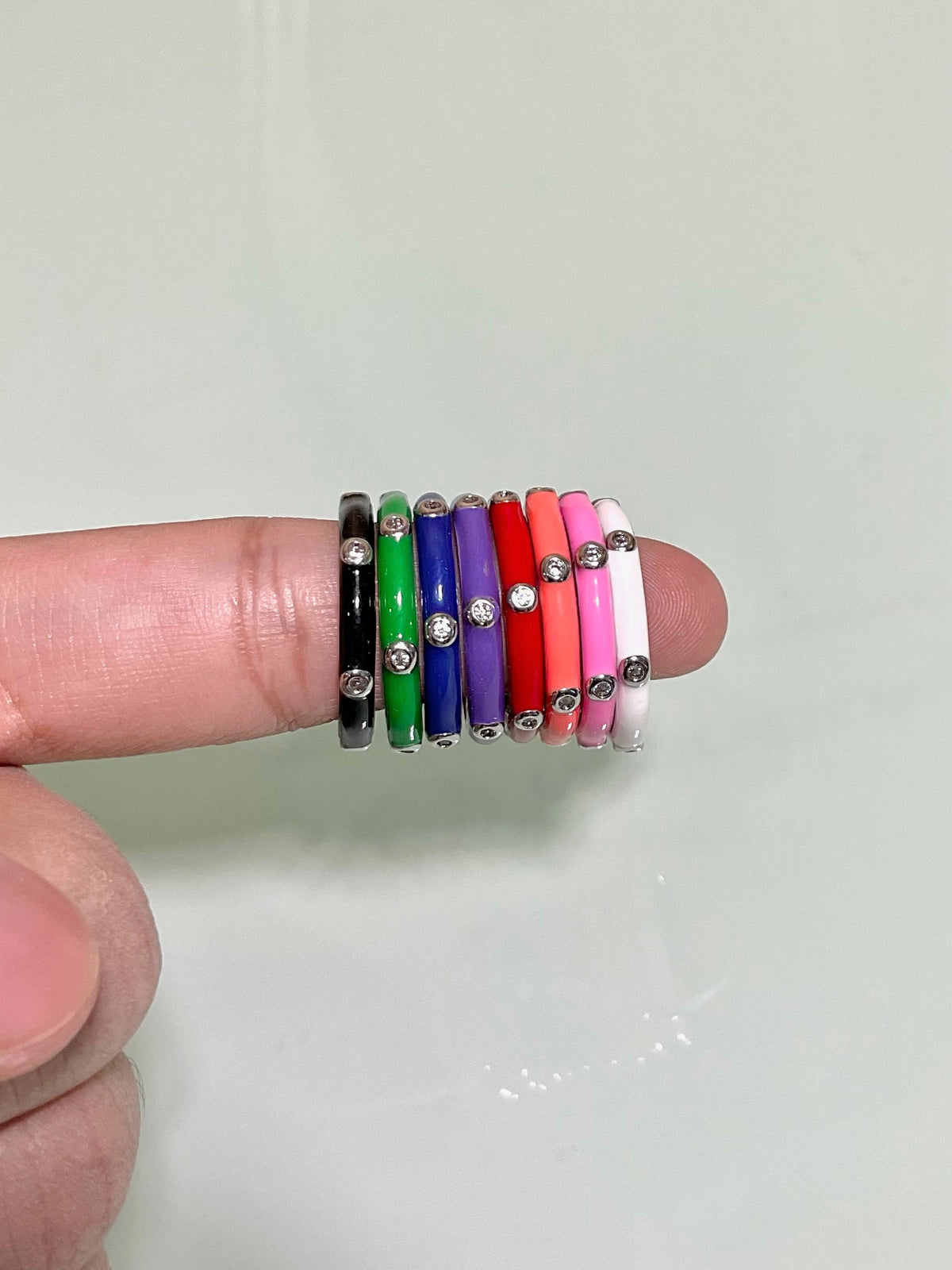 See No Evil stackable enamel ring cubic zirconia at Yoga Republik Canggu Bali