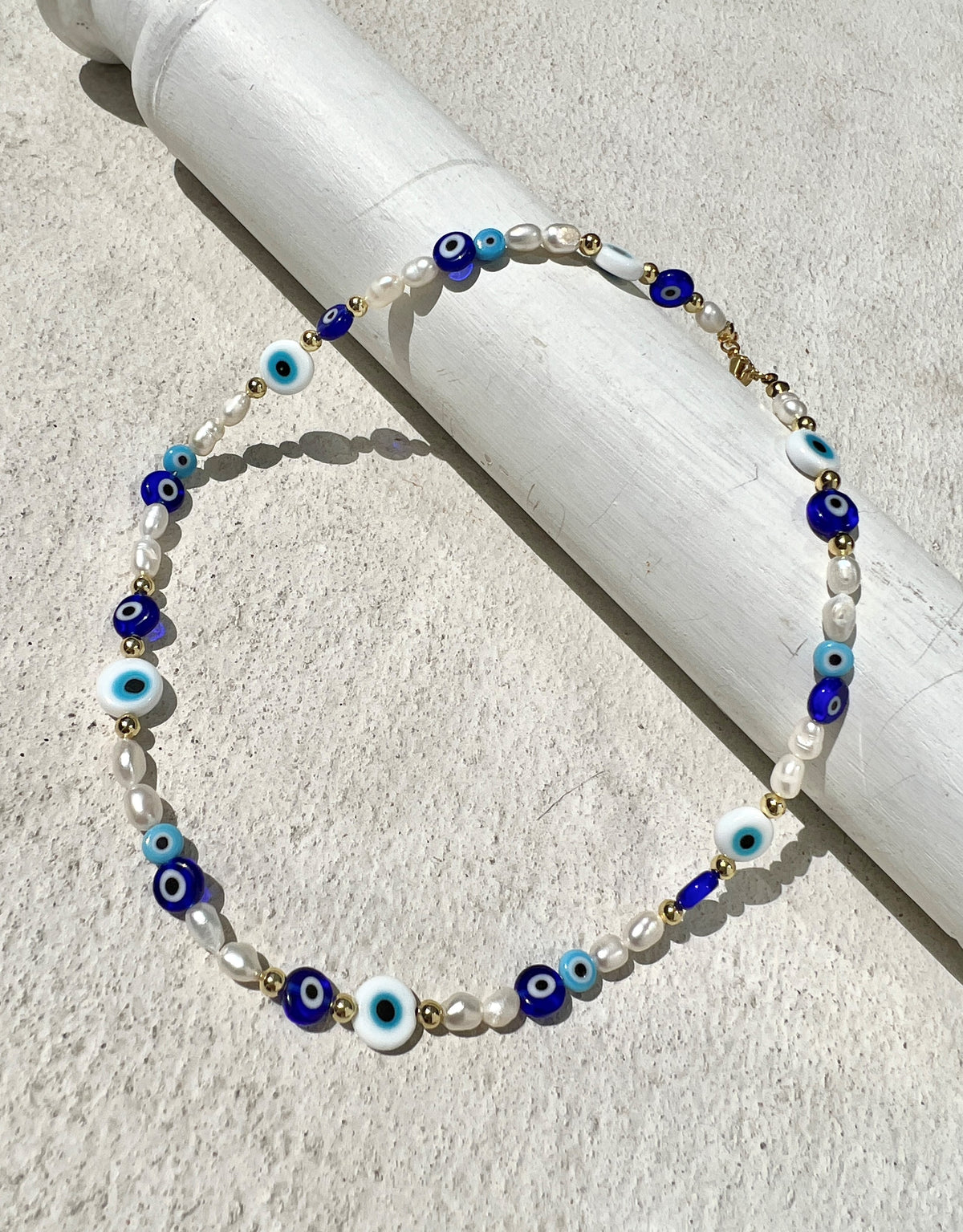 See No Evil evil eyes freshwater pearl necklace choker at Yoga Republik Canggu Bali