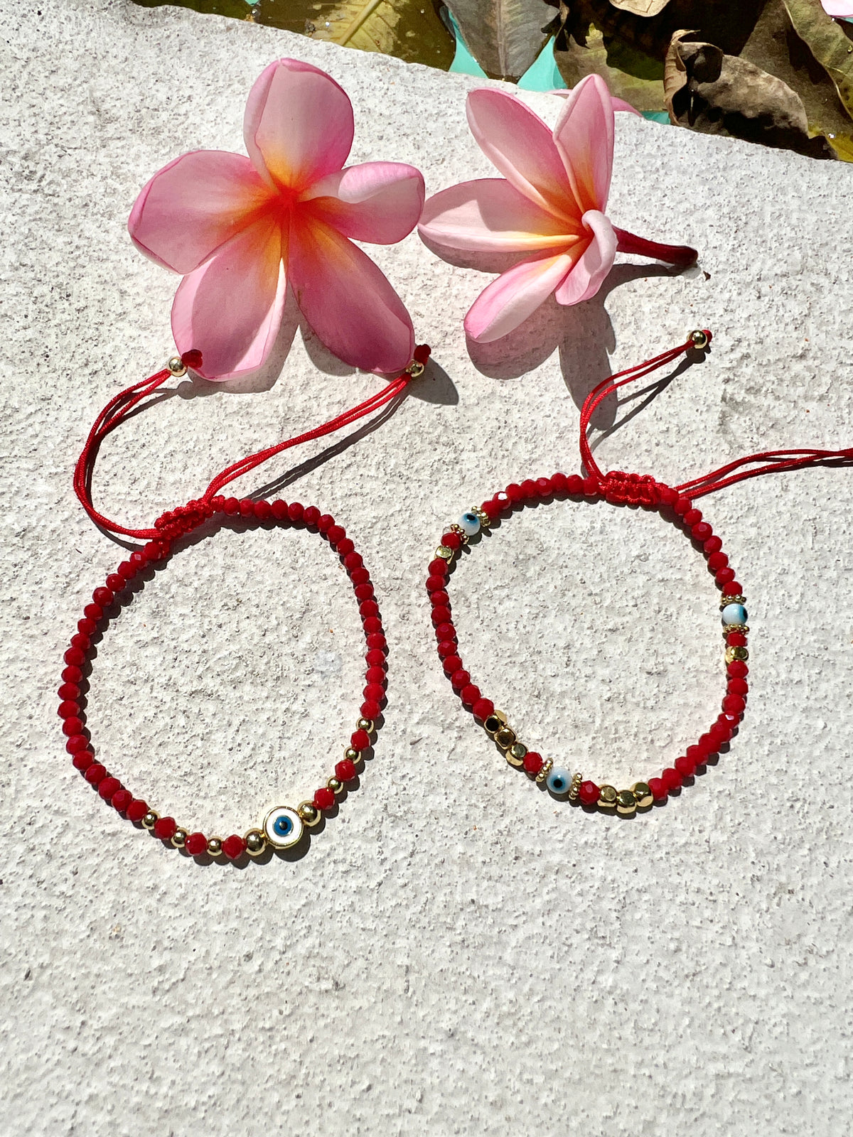 See No Evil Turkish evil eye red crystal bead bracelets at Yoga Republik Canggu Bali