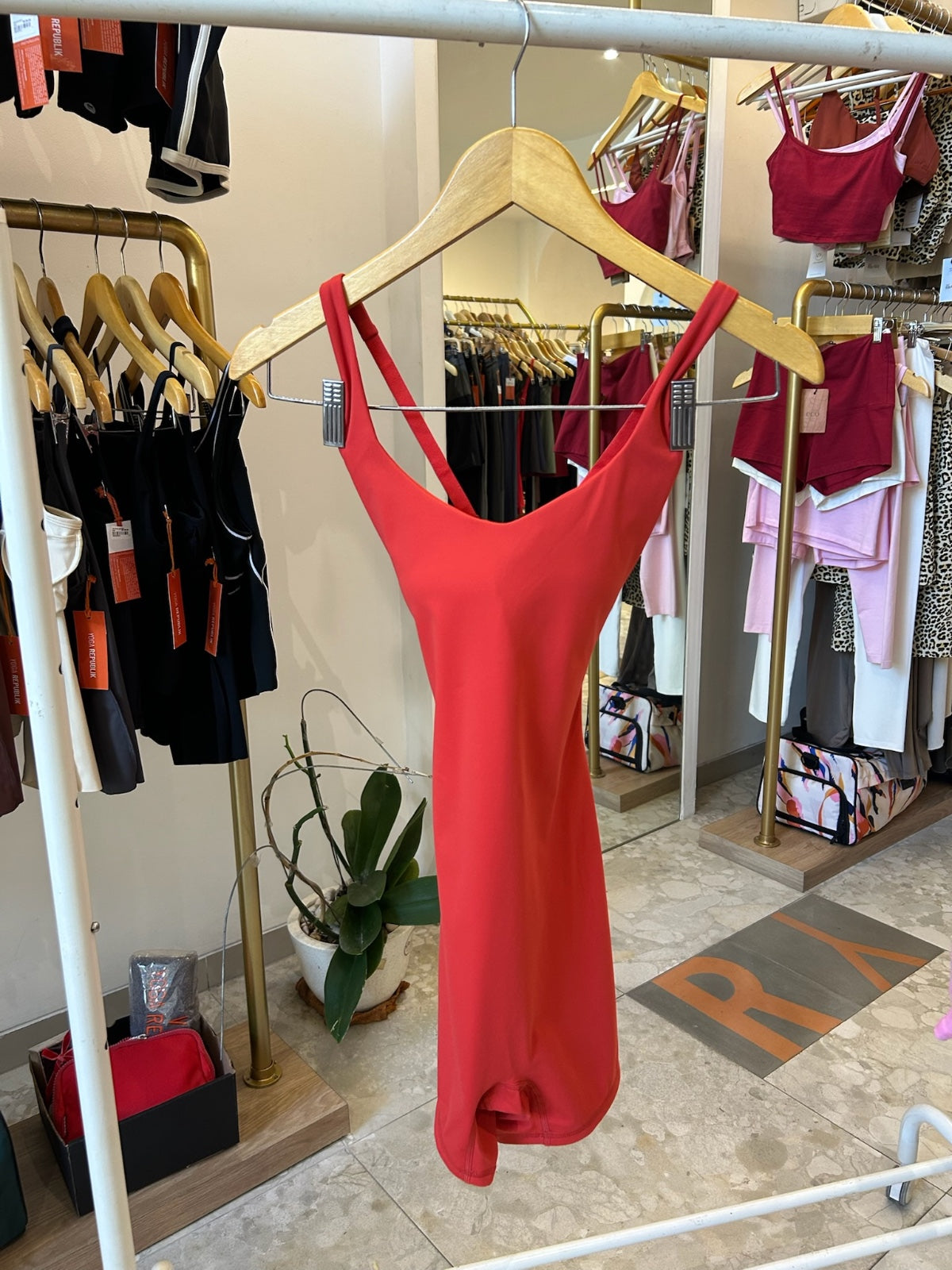 YR Sculpt Bodysuit red women's bodysuit at Yoga Republik Bali