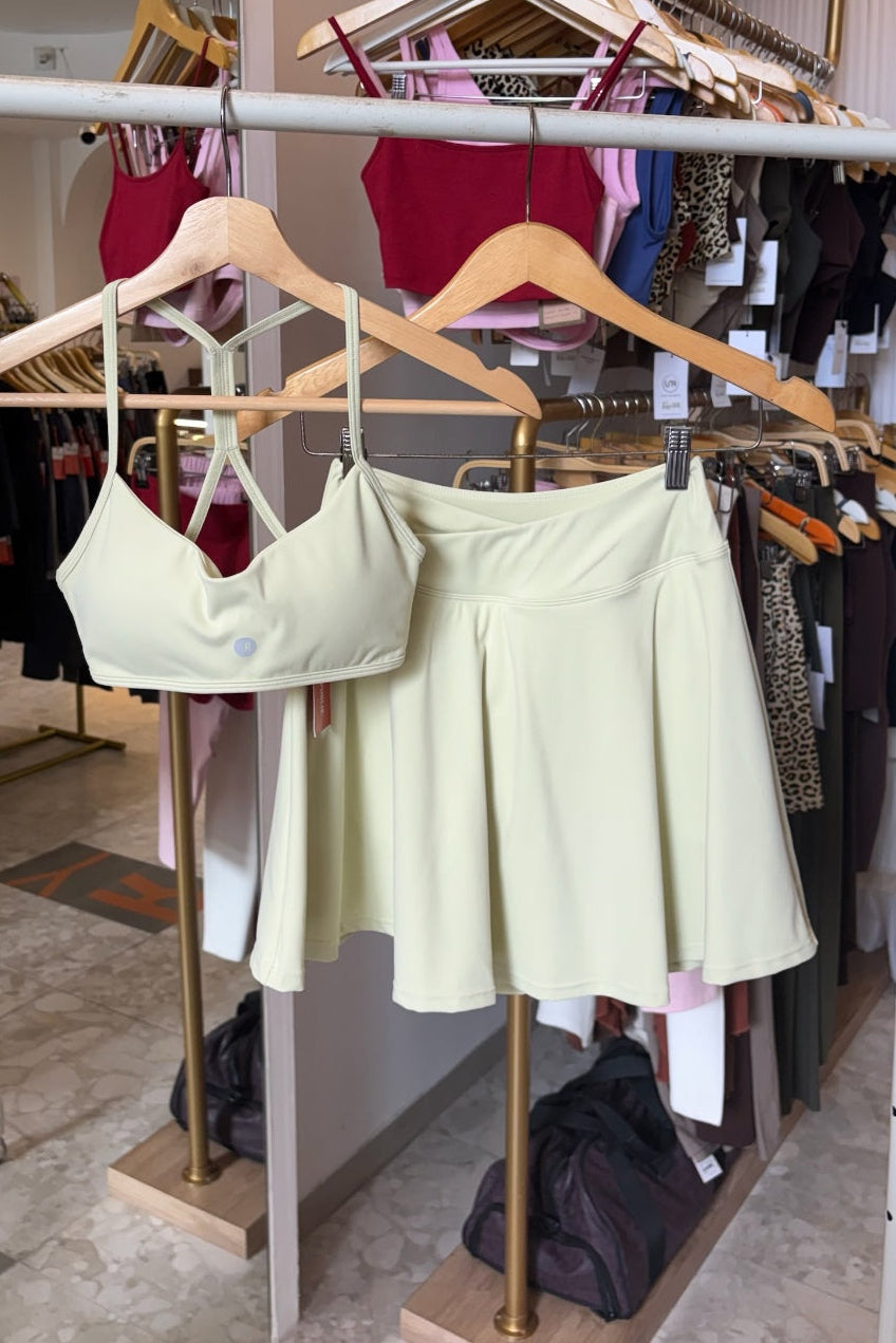 YR Tennis Skirt Set Light Green Women's Tennis and Padel Set from Bali Indonesia