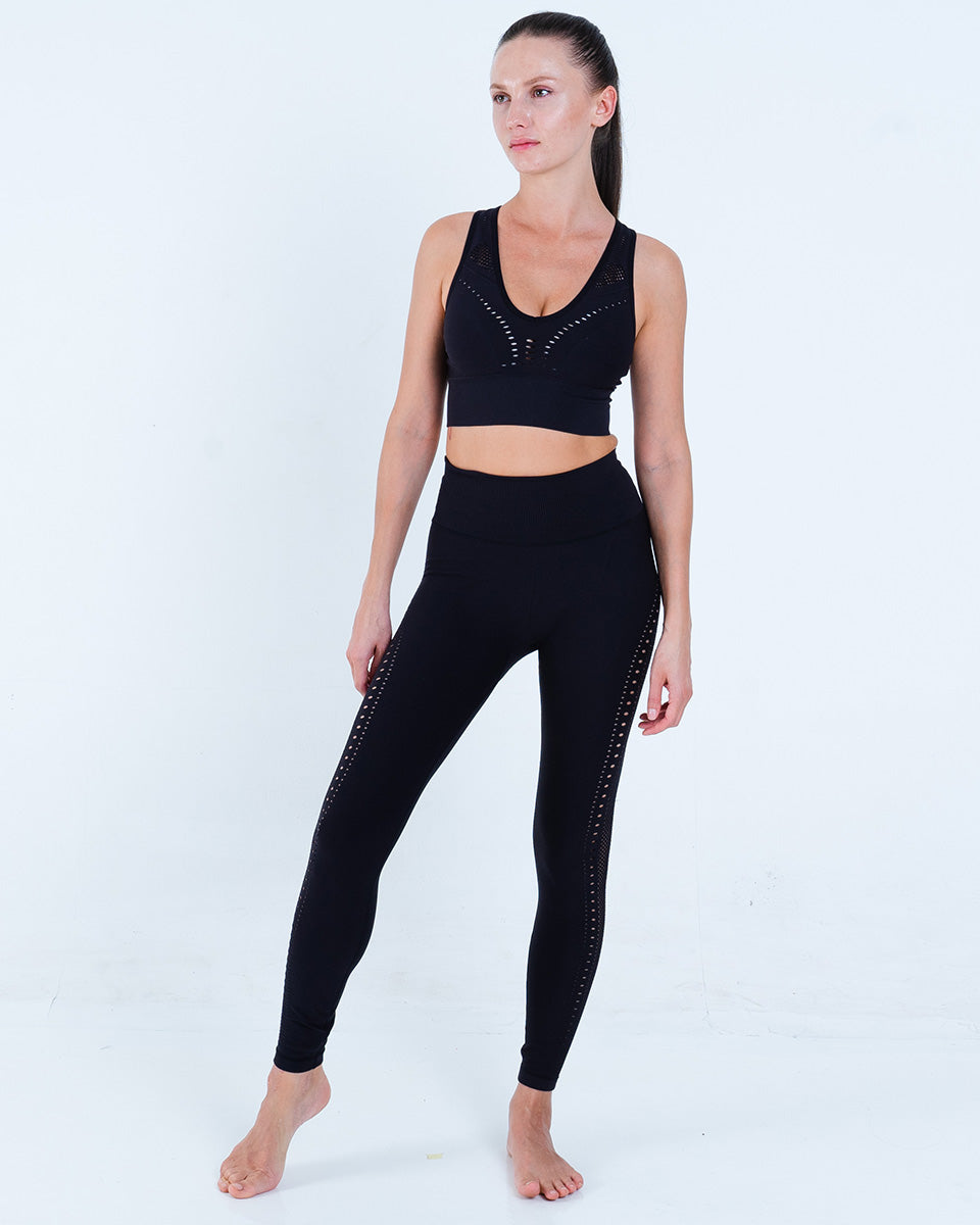 Alo Yoga XS Seamless Open Air Bra - Black