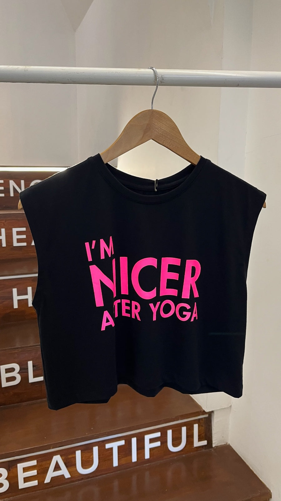 Dancing Warrior I'm Nicer Crop Top white bamboo at Yoga Republik Canggu Bali