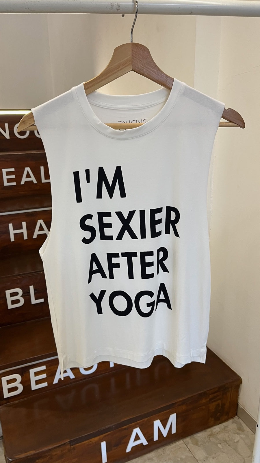 Dancing Warrior I'm Sexier Muscle Tank bamboo at Yoga Republik Canggu Bali