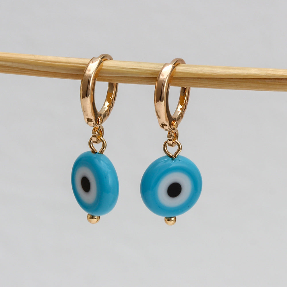 See No Evil Turkish evil eye dangling earrings at Yoga Republik Canggu Bali