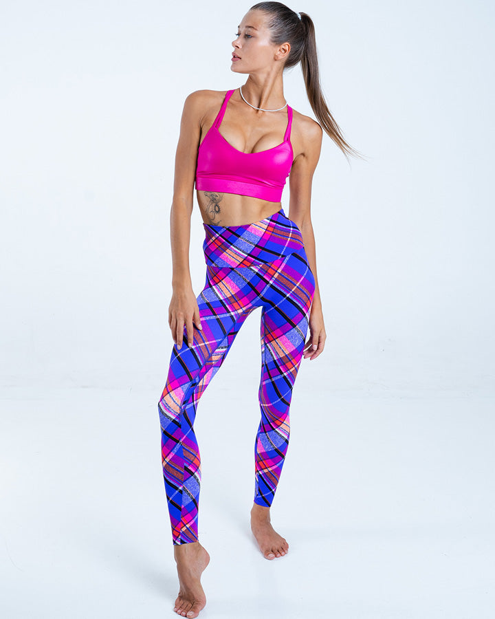 K-Deer XS Textured Plaid 7/8 Sneaker Length Legging - Flex