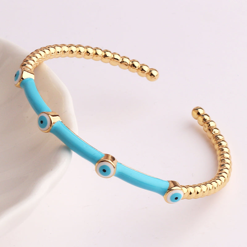 See No Evil Enamel Turkish Evil Eye Bangle Bracelets by Yoga Republik