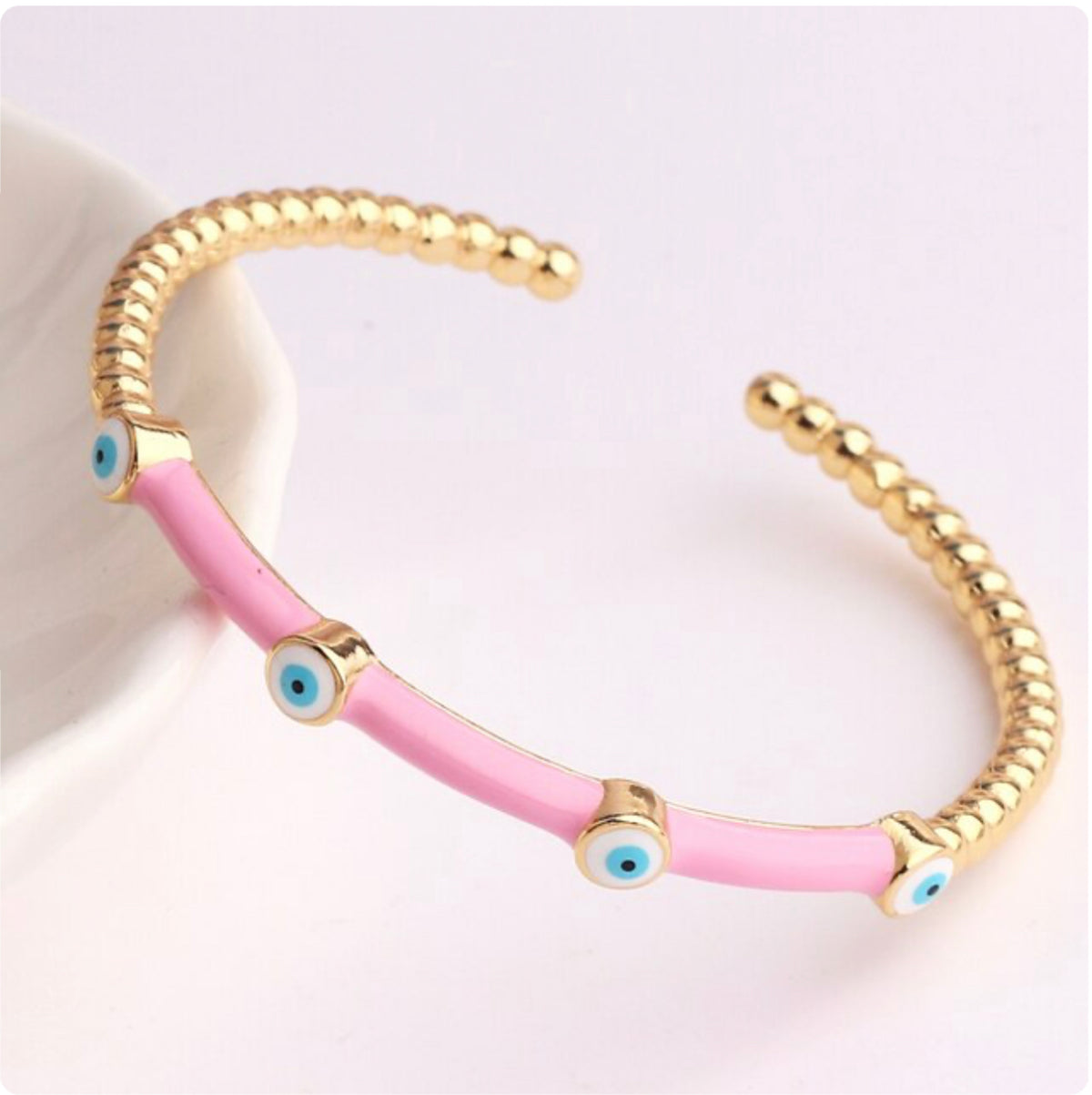 See No Evil Enamel Turkish Evil Eye Bangle Bracelets by Yoga Republik