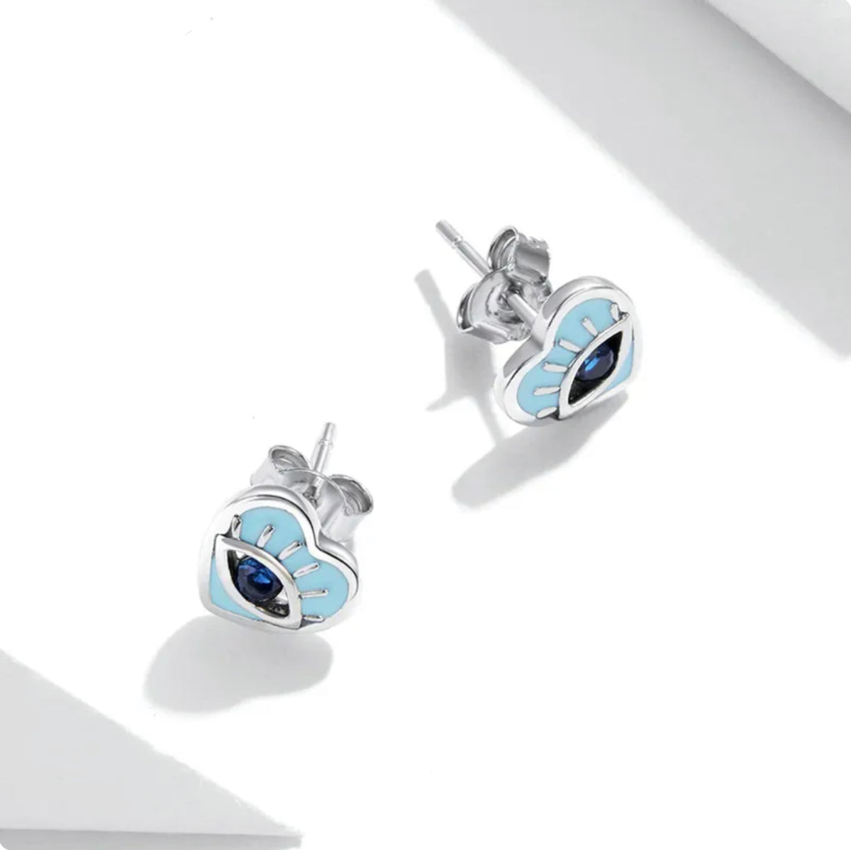 See No Evil heart blue eye zircon stud earrings at Yoga Republik Canggu Bali