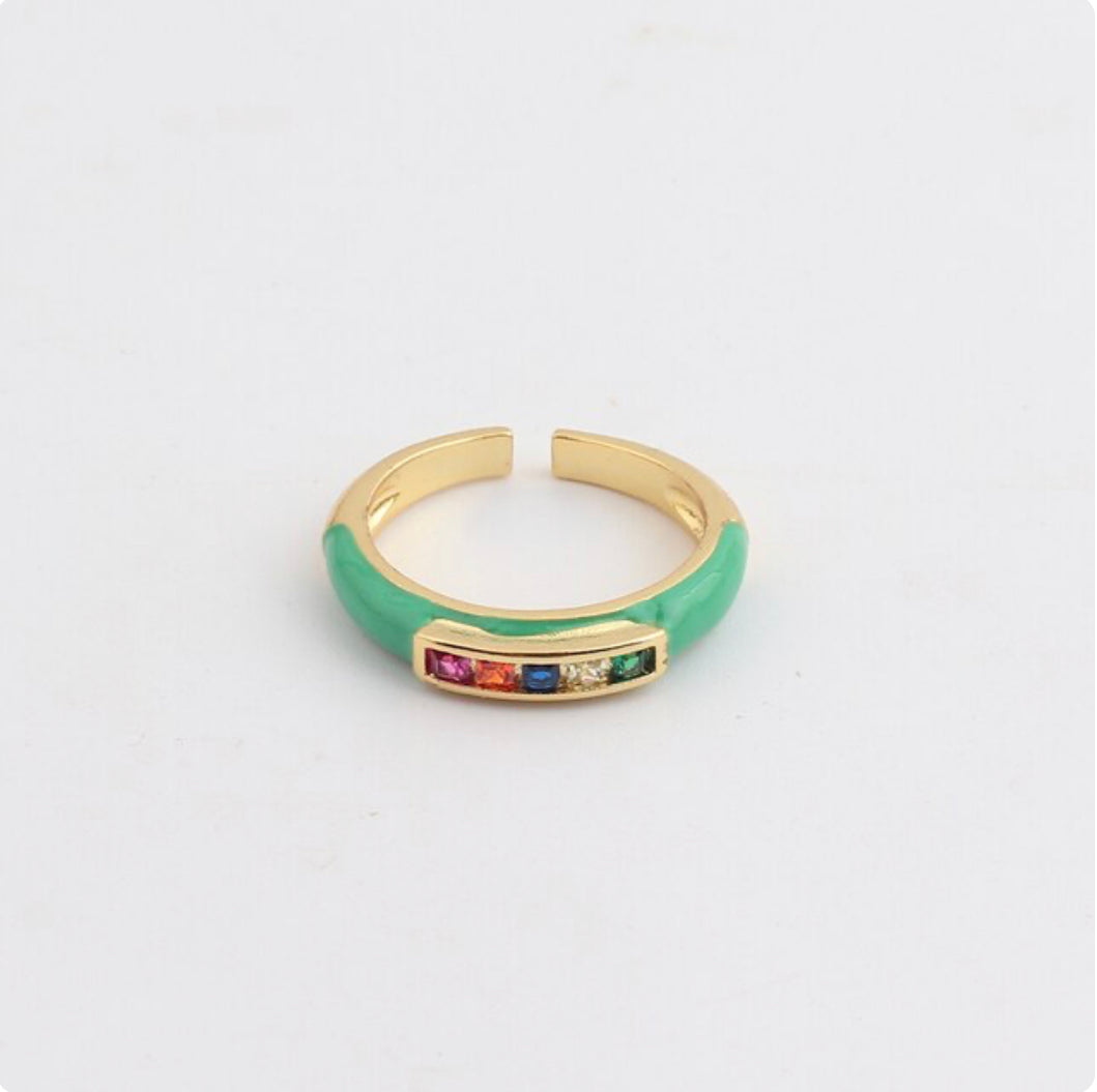 See No Evil rainbow cubic zirconia enamel ring at Yoga Republik Canggu Bali