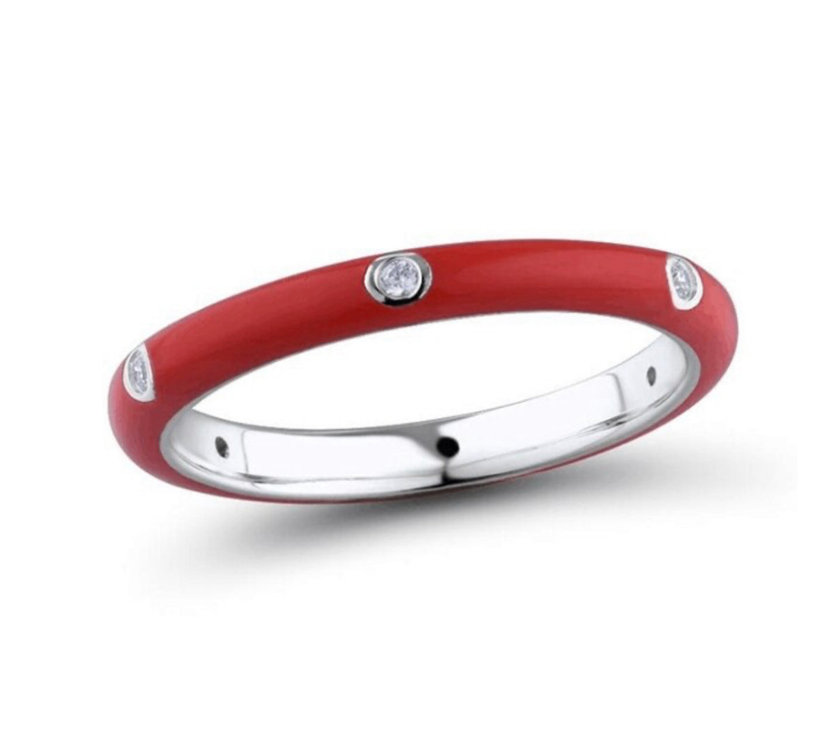 See No Evil stackable enamel ring cubic zirconia at Yoga Republik Canggu Bali