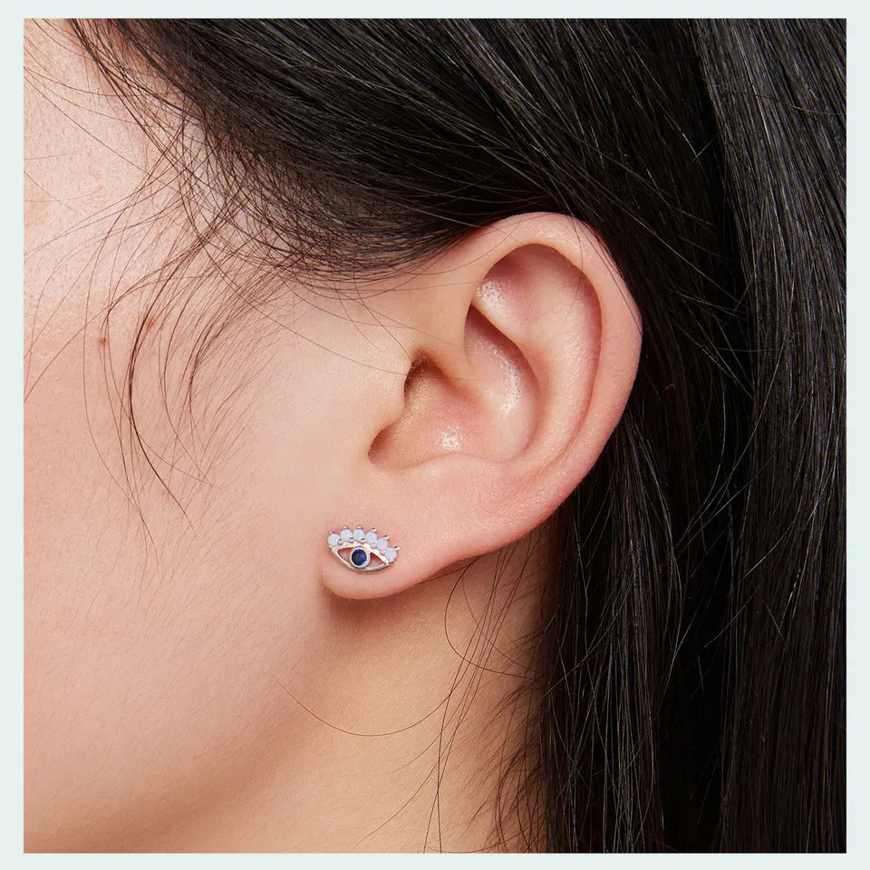 See No Evil blue zircon evil eye stud earrings at Yoga Republik Canggu Bali