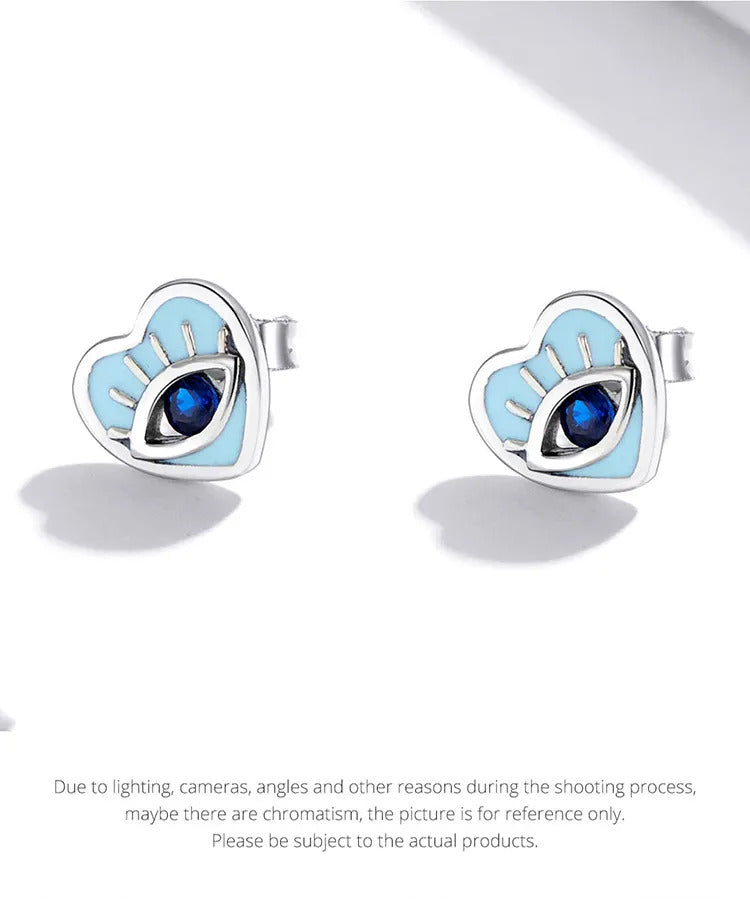 See No Evil heart blue eye zircon stud earrings at Yoga Republik Canggu Bali