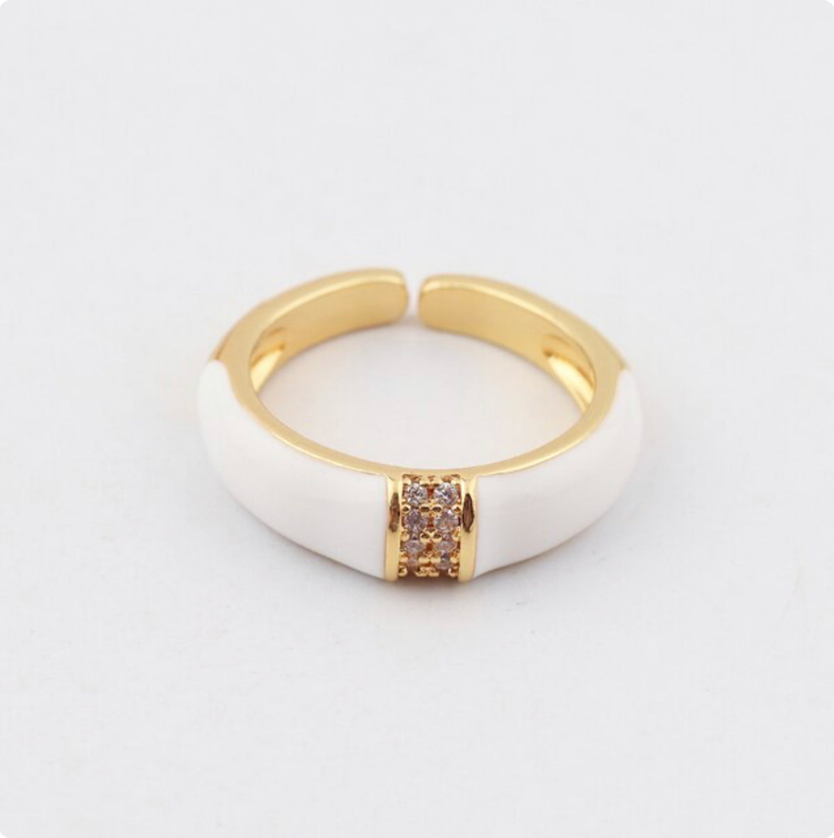 See No Evil enamel ring cubic zirconia center at Yoga Republik Canggu Bali