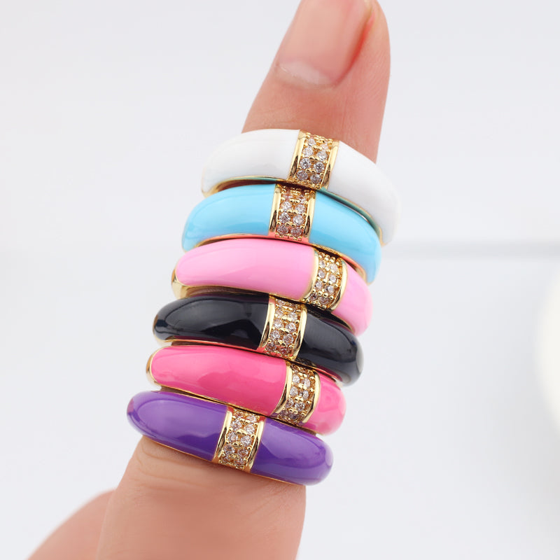 See No Evil enamel ring cubic zirconia center at Yoga Republik Canggu Bali