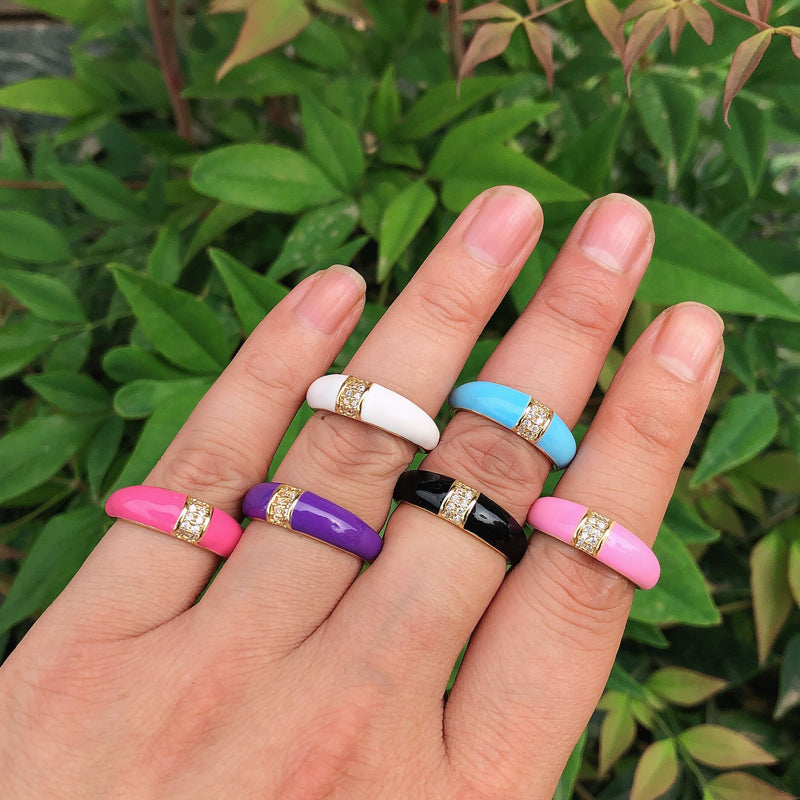 See No Evil enamel ring cubic zirconia center at Yoga Republik Canggu Bali