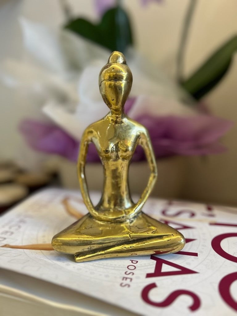 Yoga Pose Brass Statue Handmade Gold - Namaste Hand
