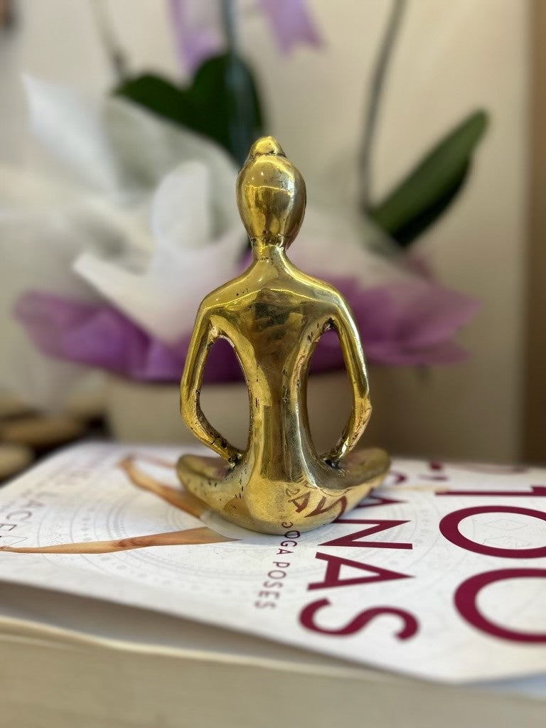 Yoga Pose Brass Statue Handmade Gold - Namaste Hand
