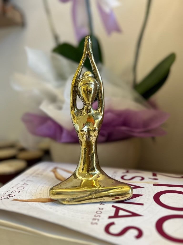 Yoga Pose Brass Statue Handmade Gold - Namaste Up