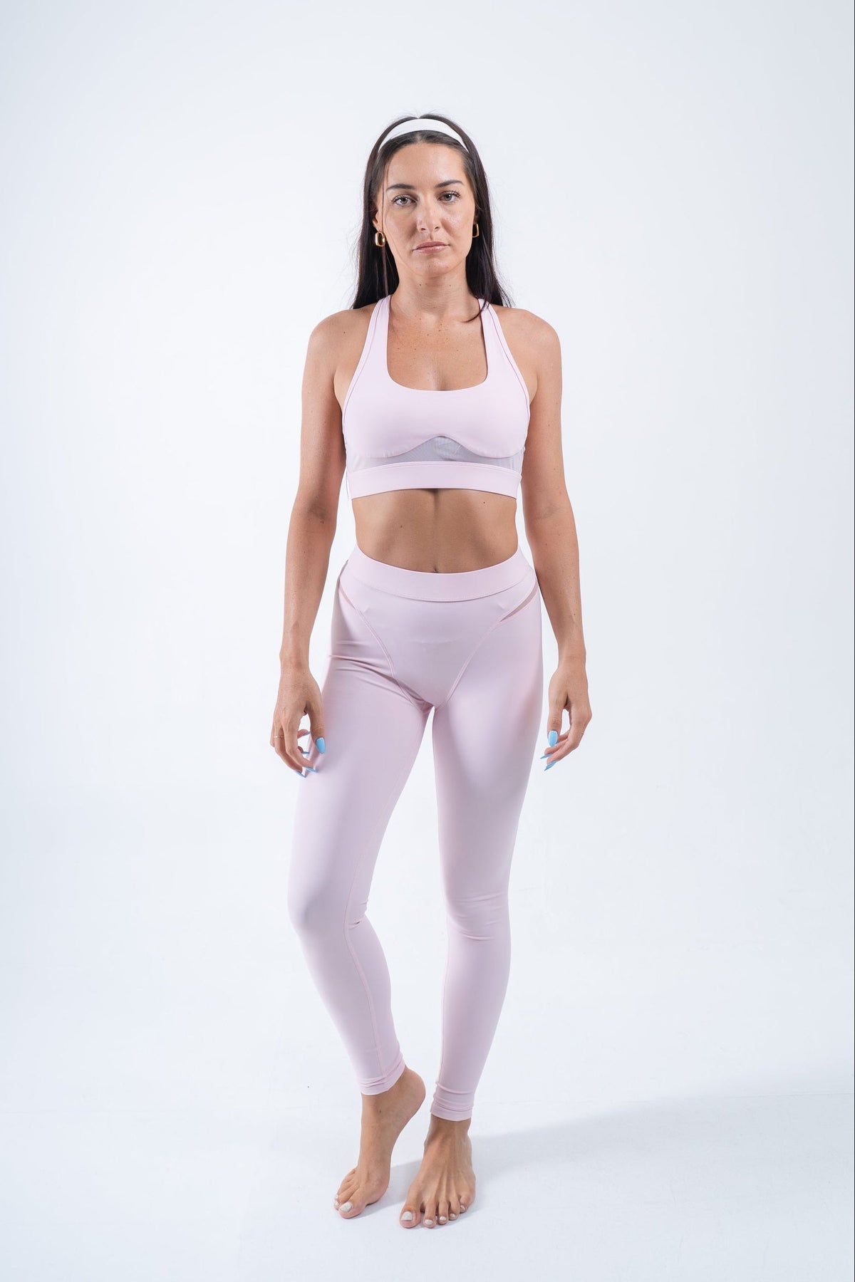 YR Alo Mesh Yoga Set light pink matching activewear at Yoga Republik Bali