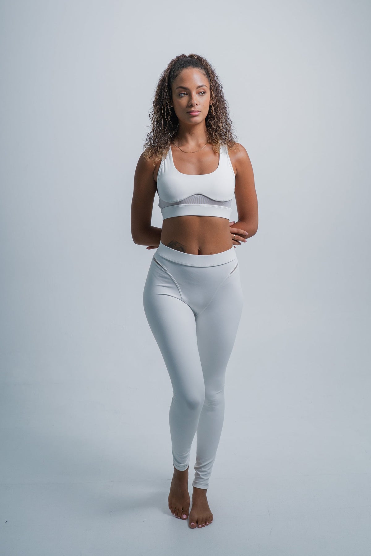 YR Alo Mesh Yoga Set white matching activewear at Yoga Republik Bali
