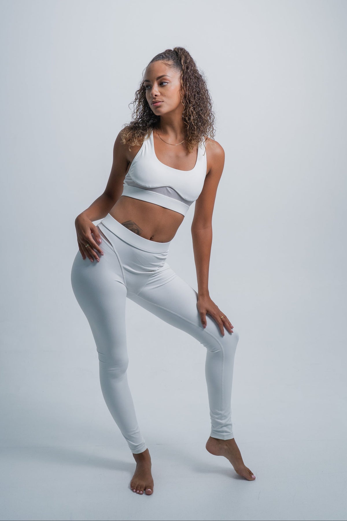 YR Alo Mesh Yoga Set white matching activewear at Yoga Republik Bali
