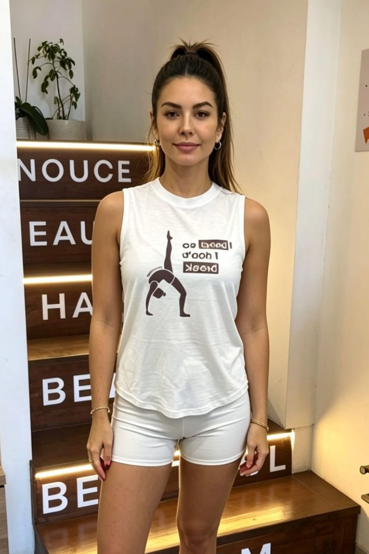 YR Bamboo IBSIDB Muscle Tank Ivory Women's Sport Tank Top Summer at Yoga Republik Bali Indonesia