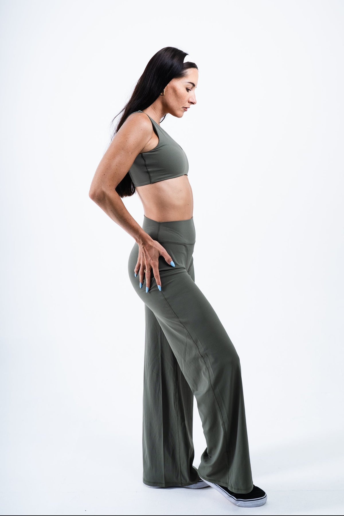 YR Aura Flare Pants army green women's legging at Yoga Republik Bali