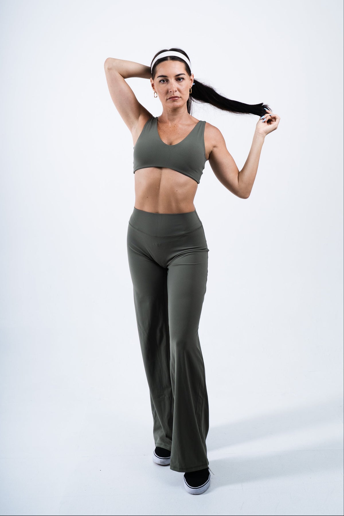 YR Aura Flare Pants army green women's legging at Yoga Republik Bali
