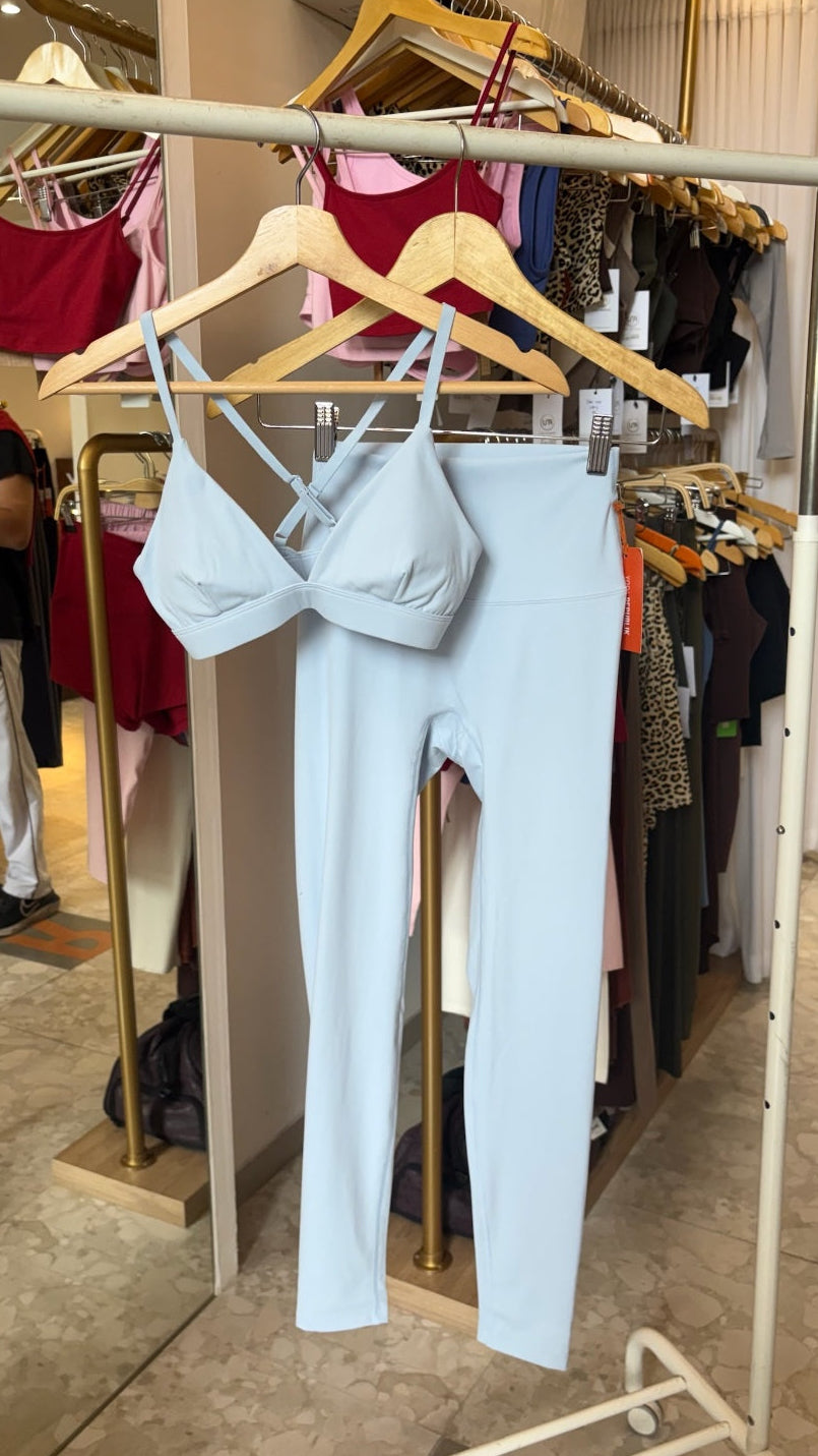 YR Twist Bra Legging Set grey blue Sport Bra Legging Yoga Bali Indonesia