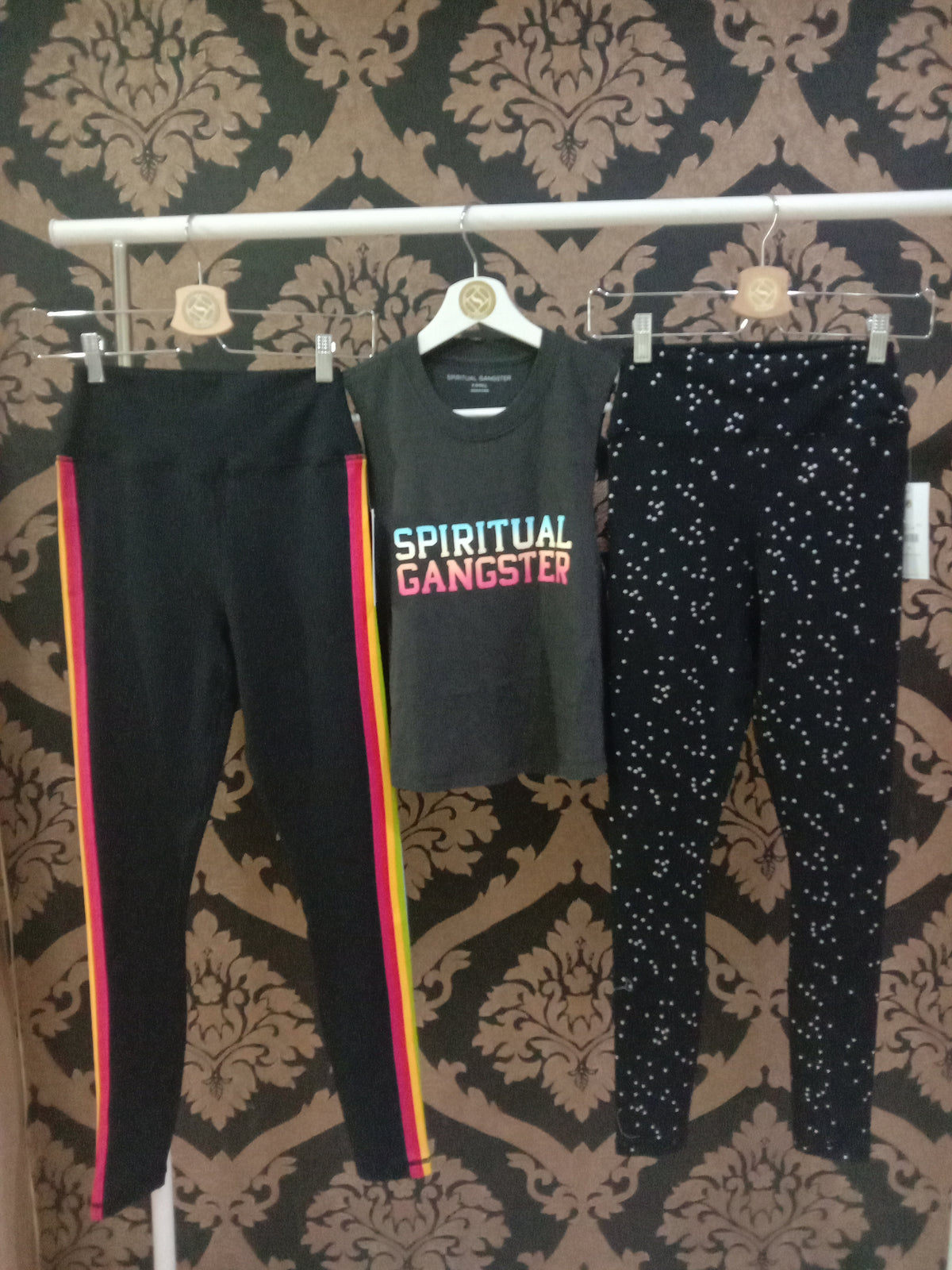 Legging Pinggang Tinggi Esensial Kecil Gangster Spiritual - Cetakan Aktif Langit Malam