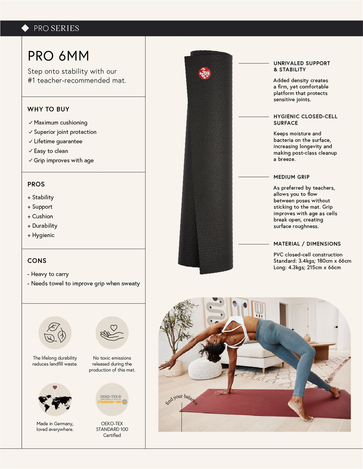 Manduka PRO 85 yoga mat 6mm midnight blue extra long at Yoga Republik Bali