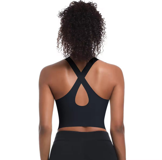 YR Cross Back Bra Top - Black