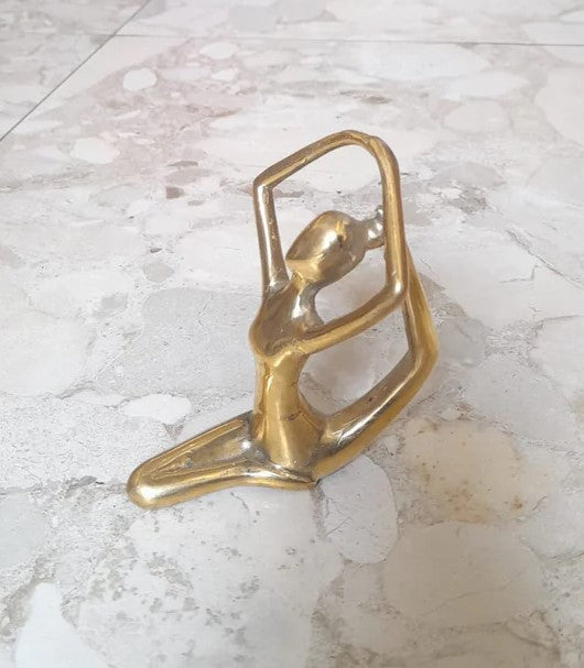 YR Bys handmade gold brass Seated Backband One Leg yoga pose decor statue at Yoga Republik Bali Indonesia