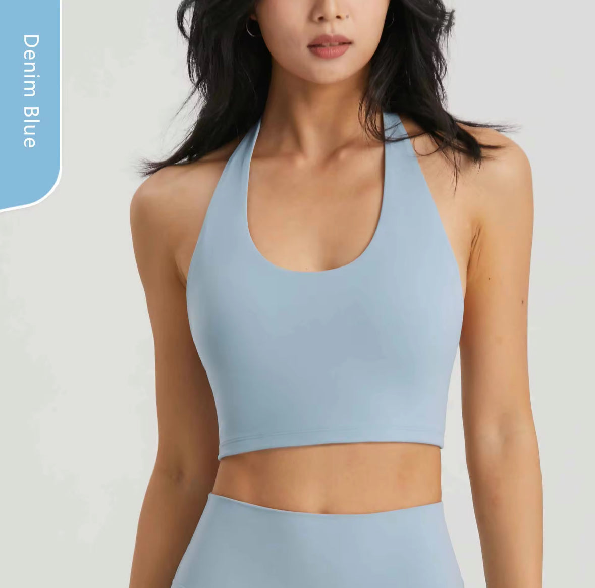 YR Halter Bra Top - Denim Blue