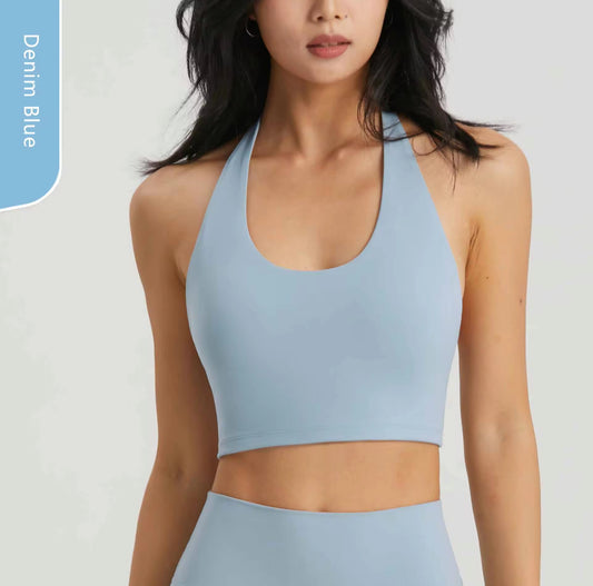 YR Halter Bra Top - Denim Blue