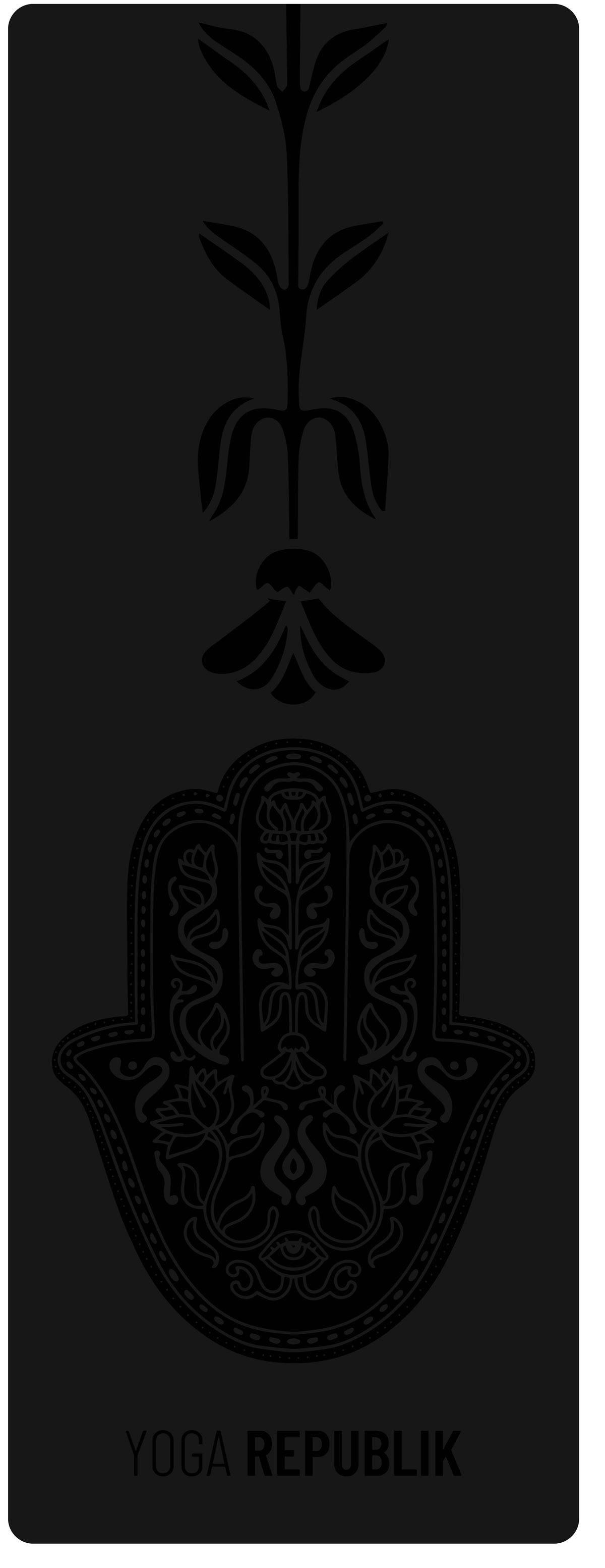 YR Travel Mat 1.5mm PU Rubber - Full Hamsa Hand