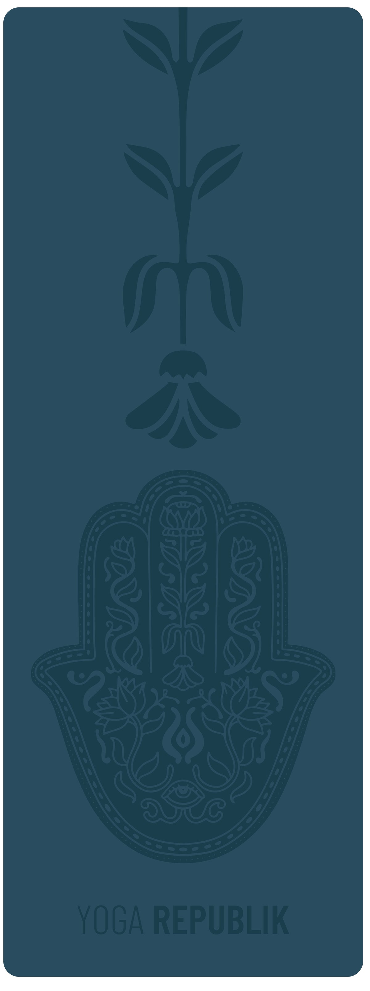 YR Travel Mat 1.5mm PU Rubber - Full Hamsa Hand