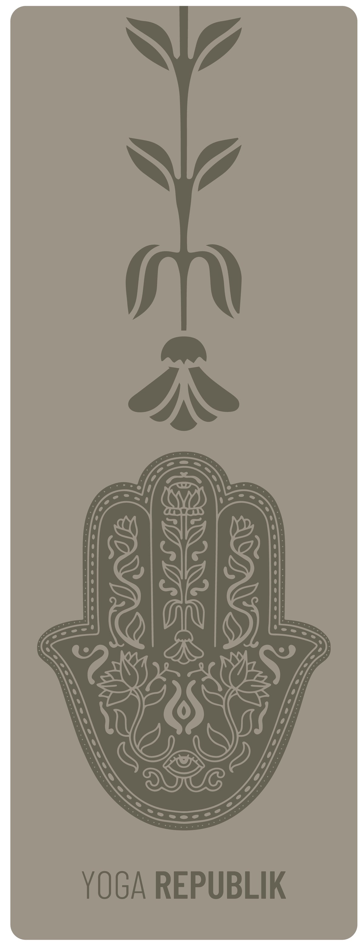 YR Travel Mat 1.5mm PU Rubber - Full Hamsa Hand