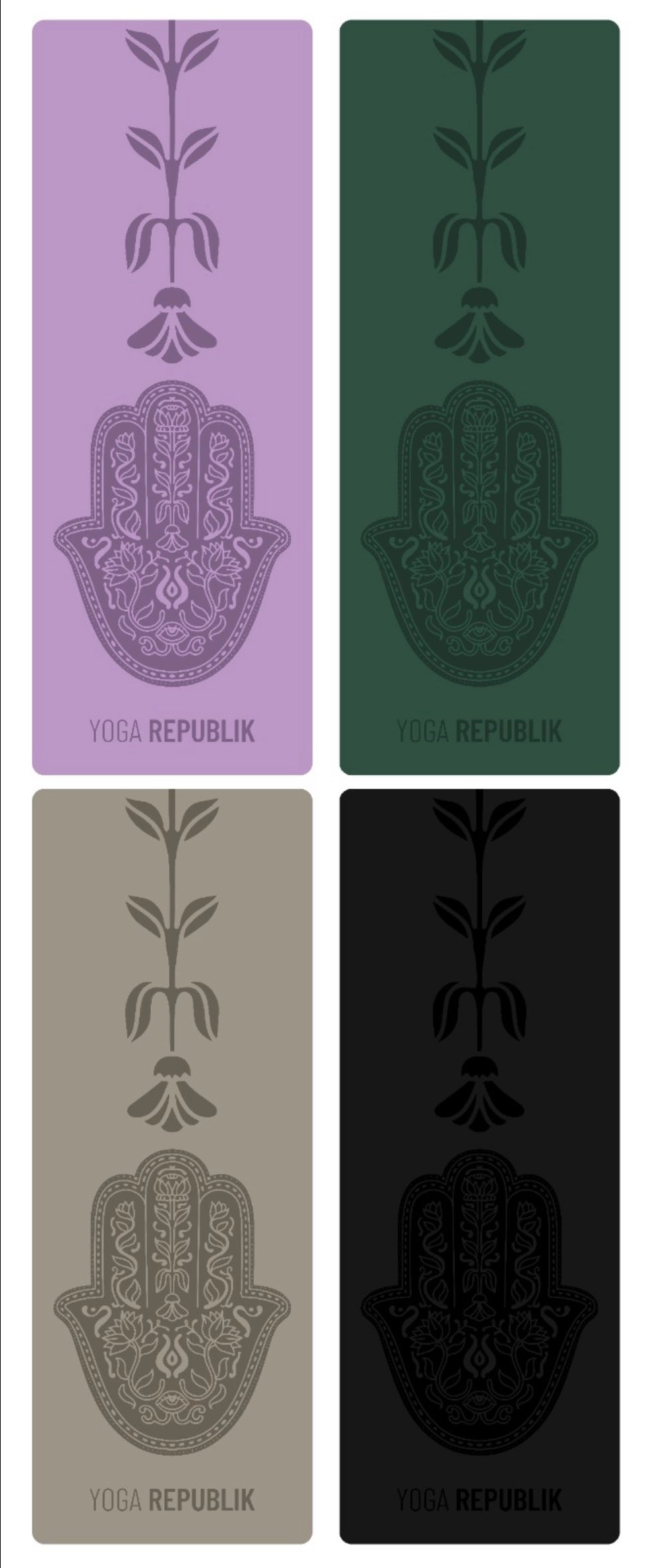 YR Travel Mat 1.5mm PU Rubber - Full Hamsa Hand