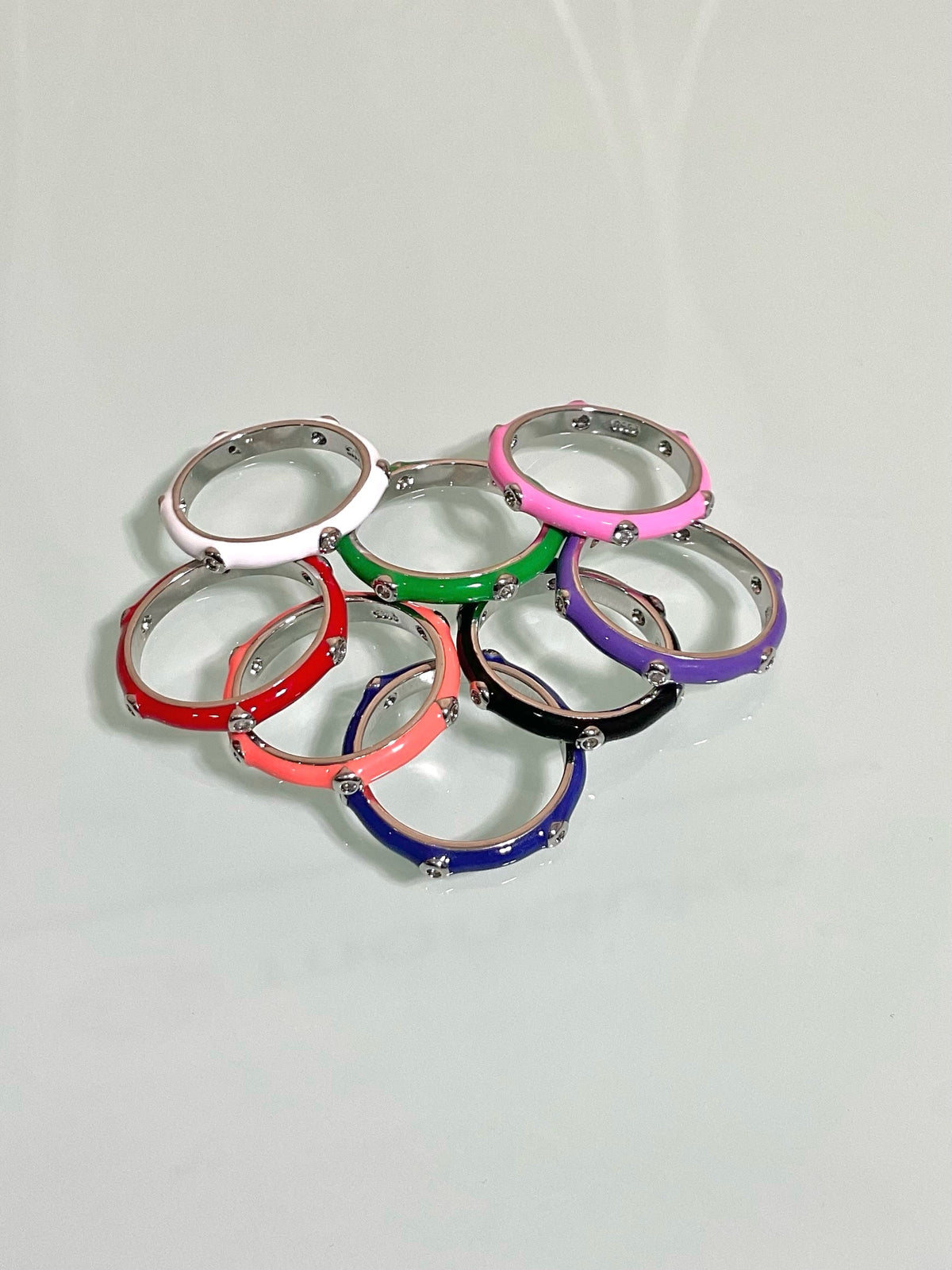 See No Evil stackable enamel ring cubic zirconia at Yoga Republik Canggu Bali