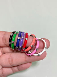 See No Evil stackable enamel ring cubic zirconia at Yoga Republik Canggu Bali