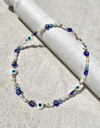 See No Evil evil eyes freshwater pearl necklace choker at Yoga Republik Canggu Bali