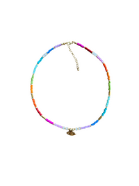 See No Evil evil eye heart charm rainbow bead necklace choker at Yoga Republik Bali