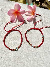 See No Evil Turkish evil eye red crystal bead bracelets at Yoga Republik Canggu Bali