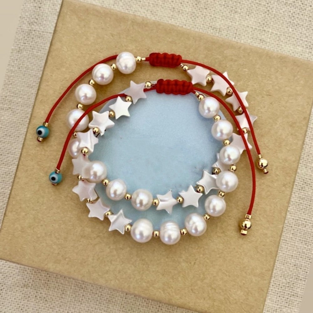 See No Evil star freshwater pearl bracelets spiritual jewelry at Yoga Republik Bali