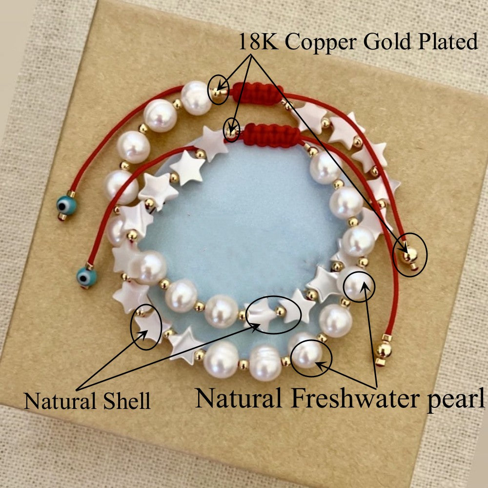 See No Evil star freshwater pearl bracelets spiritual jewelry at Yoga Republik Bali