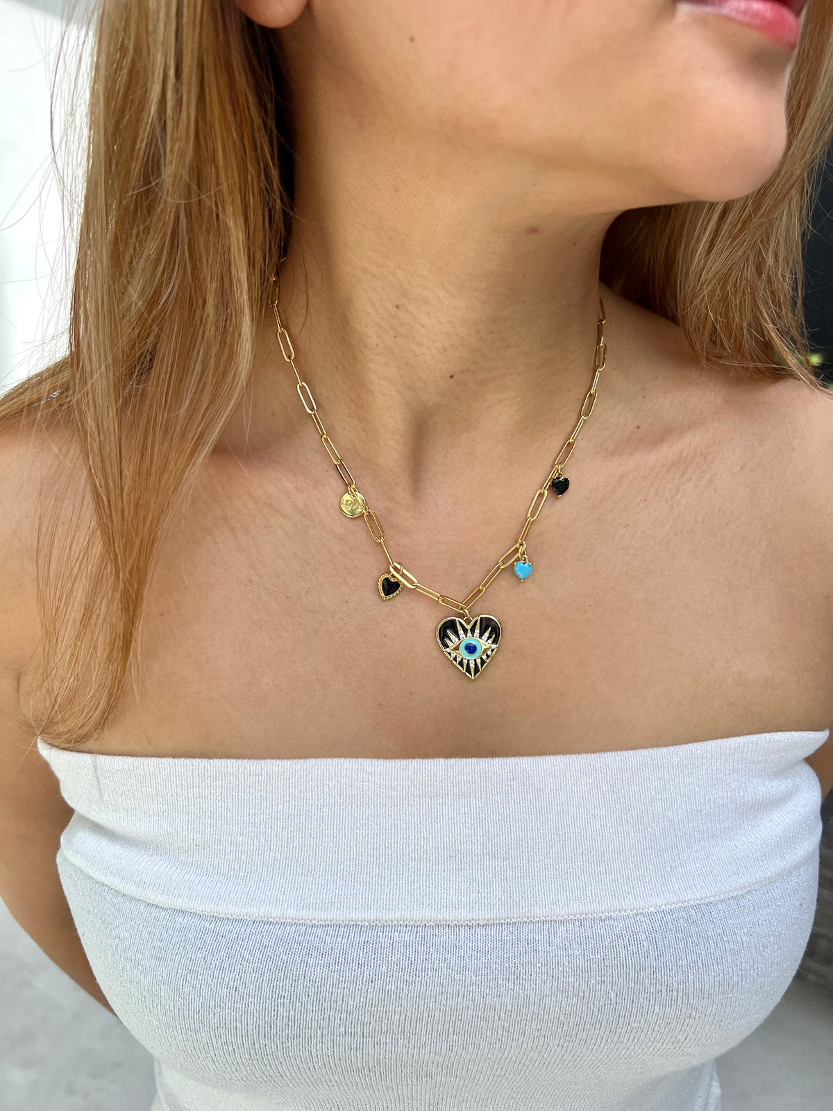 See No Evil Turkish evil eye link chain necklaces at Yoga Republik Canggu Bali