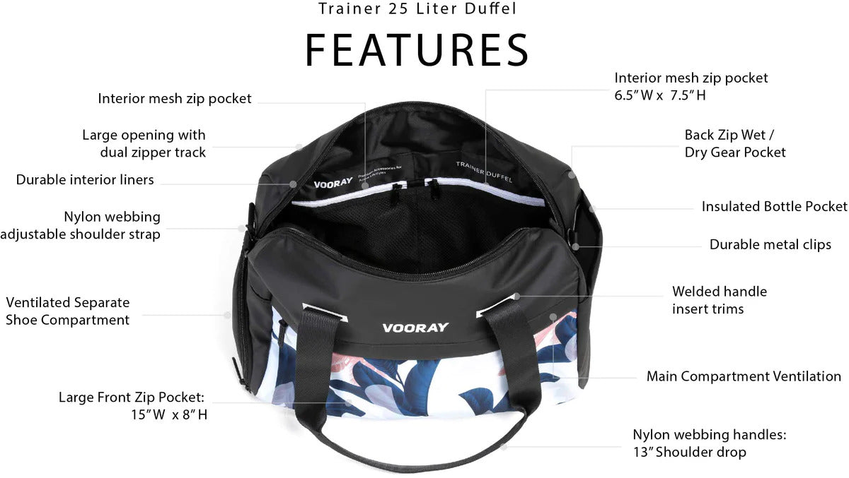 Vooray Trainer Duffel black foil at Yoga Republik authorized reseller Canggu Bali